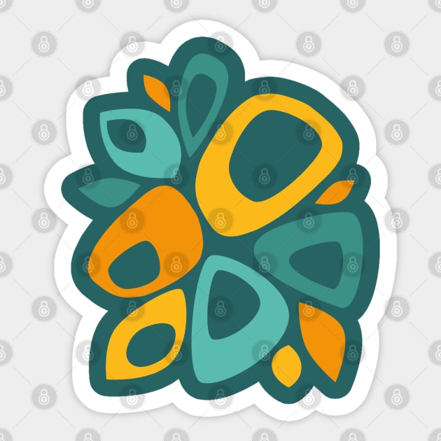 Mid Century Modern Abstract Teal, Marigold and Mustard Sticker by tramasdesign